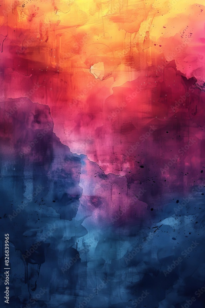 Vibrant abstract watercolor background with a blend of warm and cool colors, creating a dynamic and captivating visual effect.