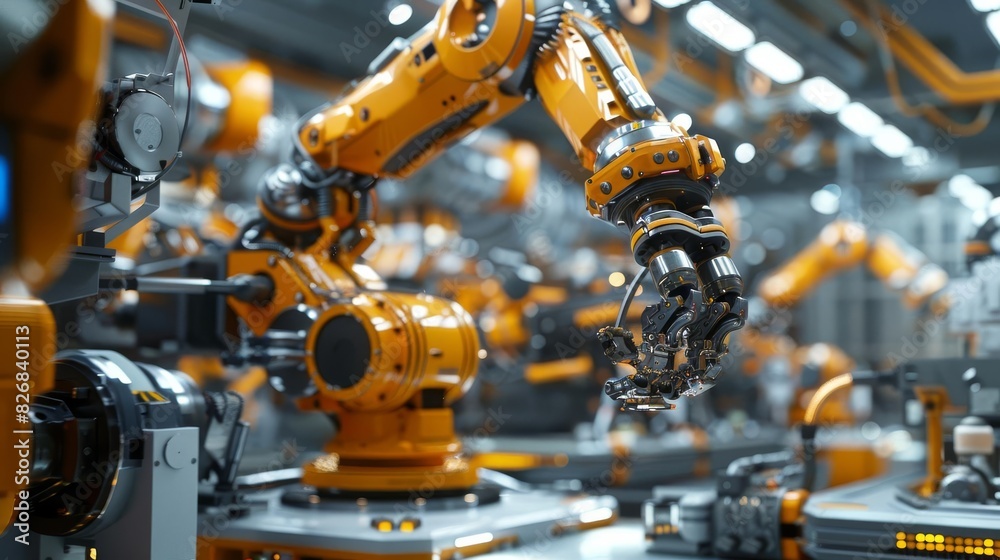 High tech manufacturing plant with robotics High tech manufacturing plant with robotics