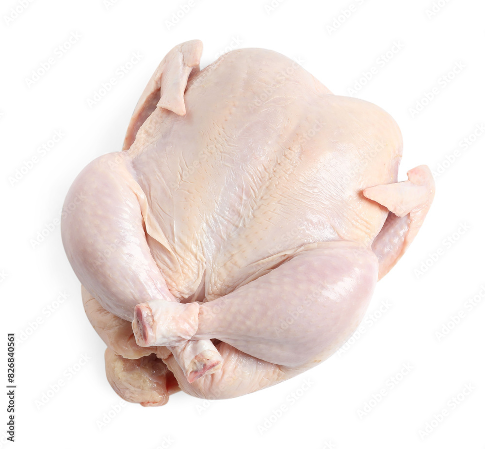 Fresh raw chicken isolated on white, top view Fresh raw chicken isolated on white, top view