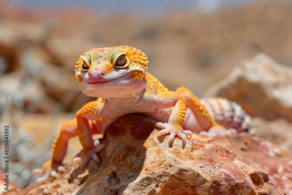 The leopard gecko (Eublepharis macularius) is a nocturnal gecko native to south and west-central Asia. They are popular pets due to their small size, docile nature - generative ai The leopard gecko (Eublepharis macularius) is a nocturnal gecko native to south and west-central Asia. They are popular pets due to their small size, docile nature - generative ai