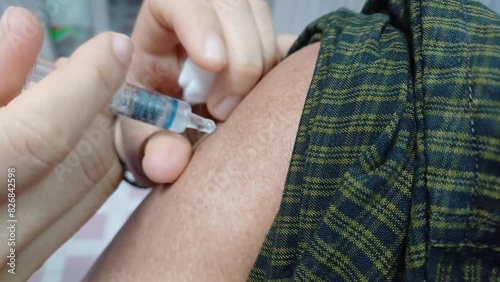 close up of injection vaccine 