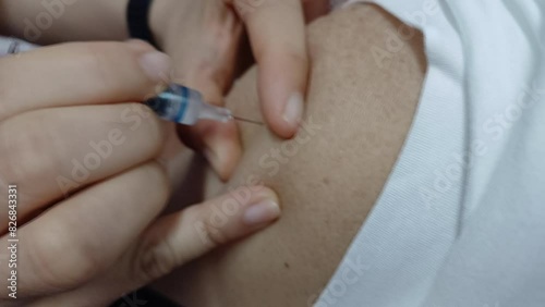 close up of injection vaccine 
