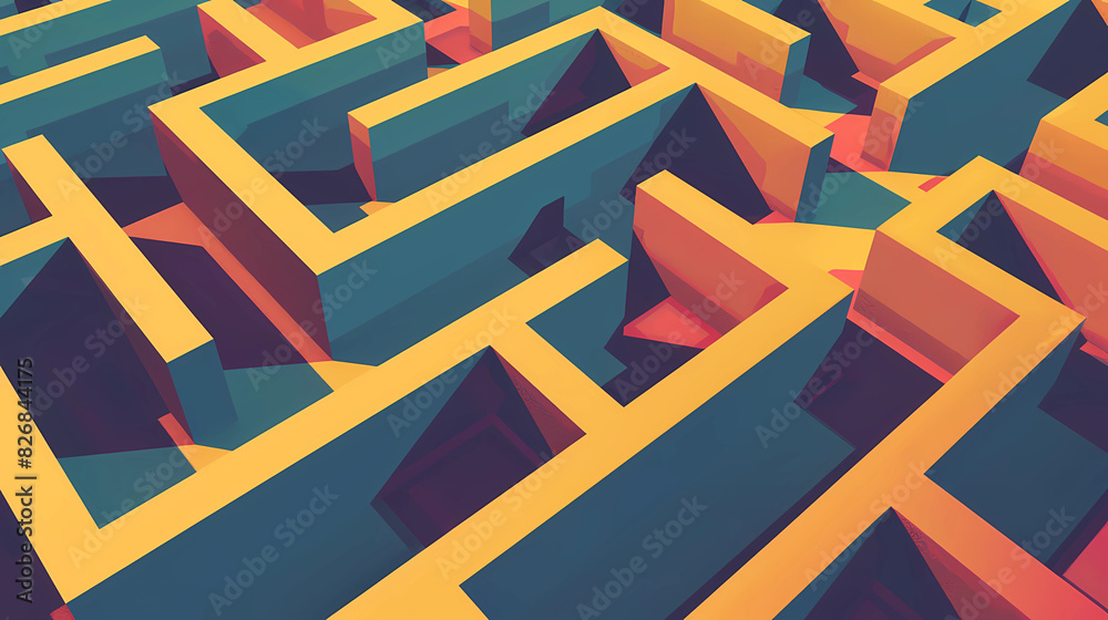 Colorful illustration of a maze Colorful illustration of a maze