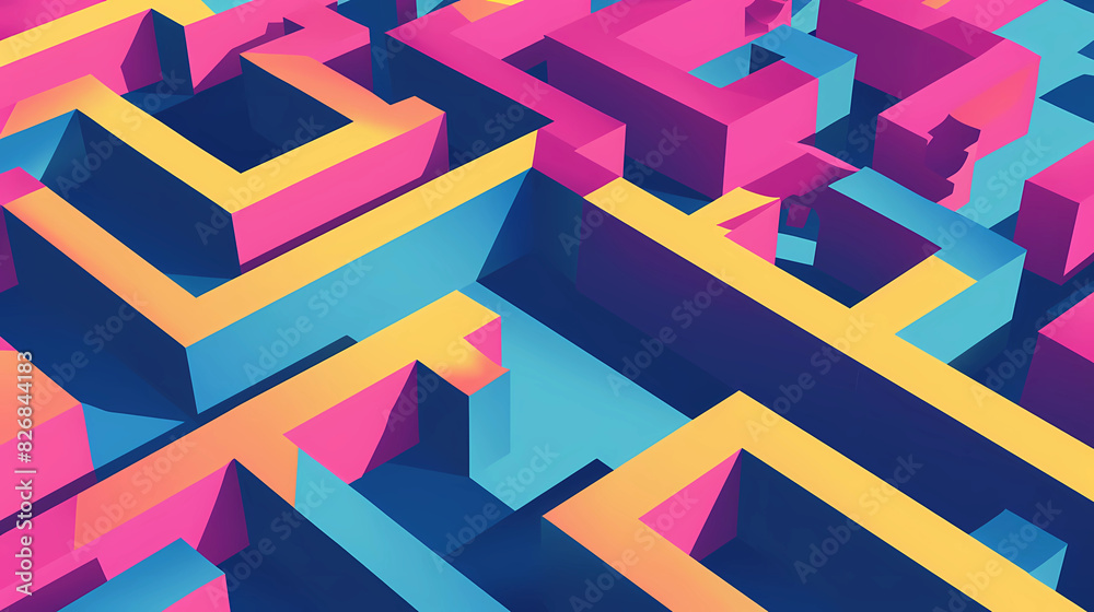 Colorful illustration of a maze Colorful illustration of a maze