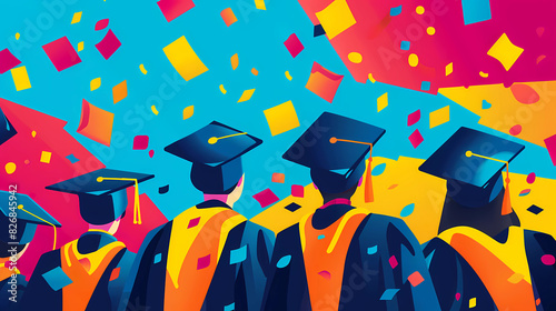 Colorful illustration of graduation