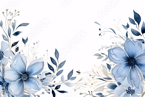 Watercolor vibrant bouquet of blue flowers on a clean white background