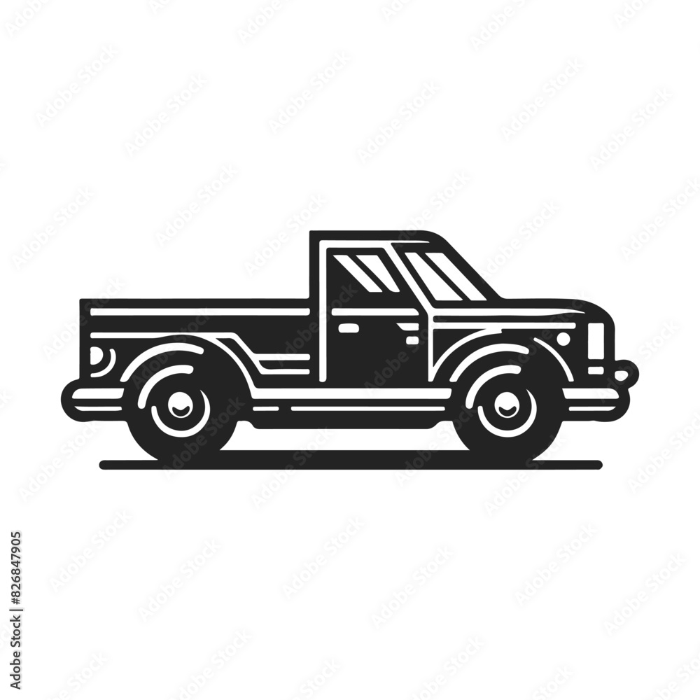 Pickup Car vector concept. Pickup silhouette isolated on white background Pickup Car vector concept. Pickup silhouette isolated on white background