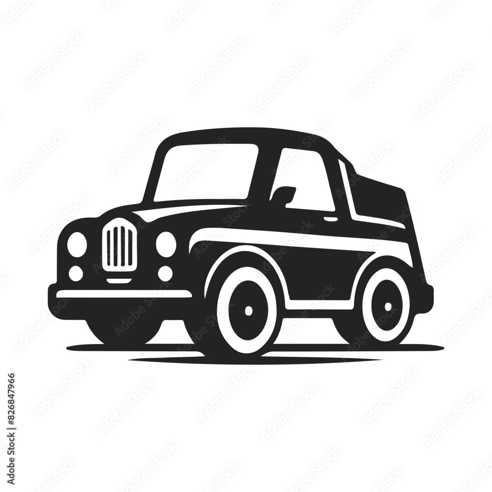 Old 70s Car Black and white Illustration. Car silhouette vector. Old 70s Car Black and white Illustration. Car silhouette vector.