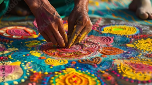 Intricate Mandala Patterns Created with Colored Sands