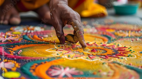 Intricate Mandala Patterns Created with Colored Sands