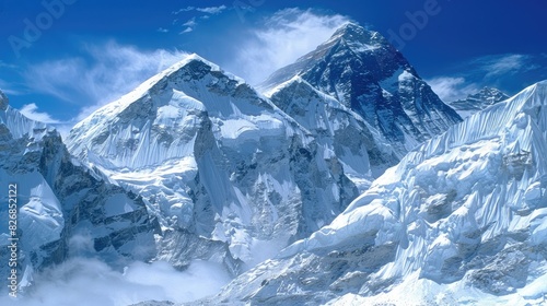 Winter snow blankets Mount Everest