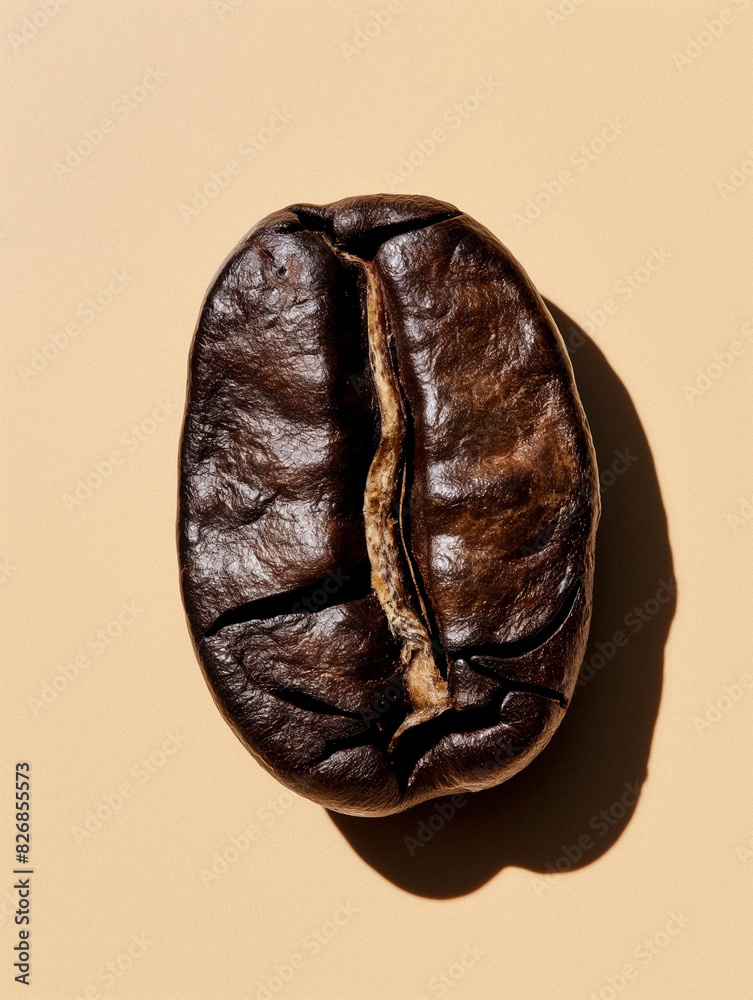 Naklejka premium Close-Up of a Single Roasted Coffee Bean