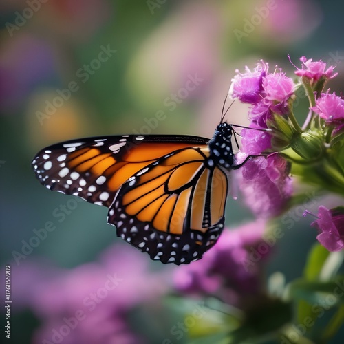 Close up of a butterfly on a vibrant flower, with a blurred background1