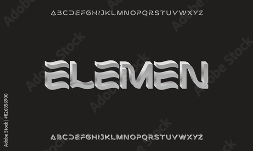 Wavy alphabet, square sans serif letters, bold fonts, sturdy headings, loud typography. Vector typography design