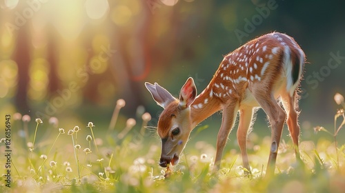 Small Deer Foraging in the Wilderness