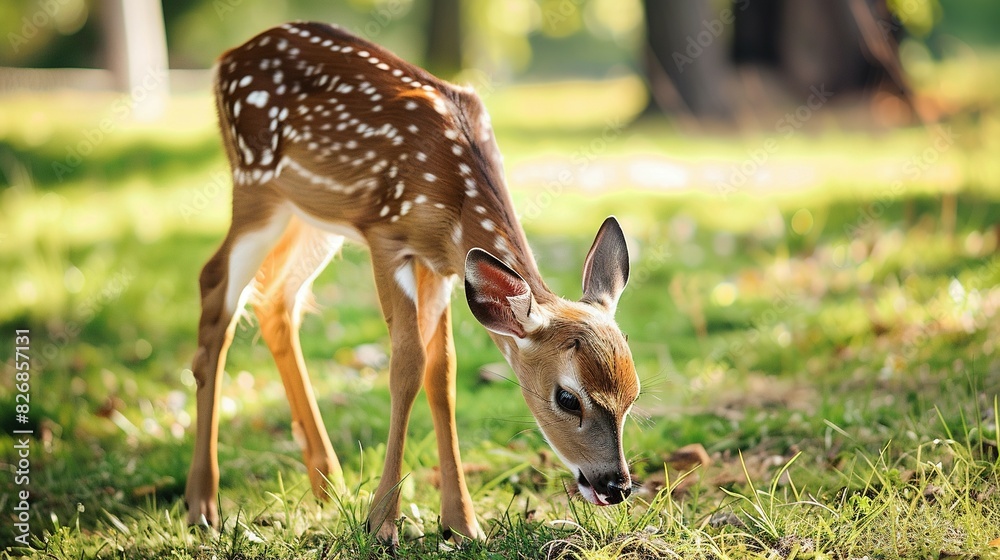 Wild Deer Feeding in the Forest Wild Deer Feeding in the Forest