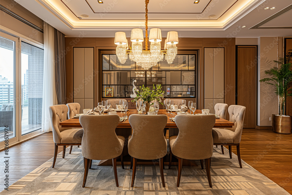 Obraz premium Modern minimalist dining room interior design