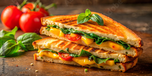grilled cheese spinach and tomato sandwich photo