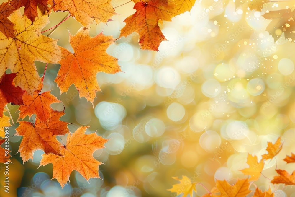 Autumn background with maple leaves - generative ai Autumn background with maple leaves - generative ai