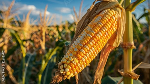 Ripe corn in the cornfield