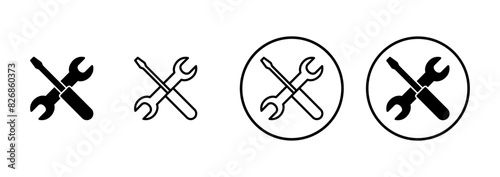 Repair icon vector isolated on white background. Wrench and screwdriver icon. settings vector icon. Maintenance. tools