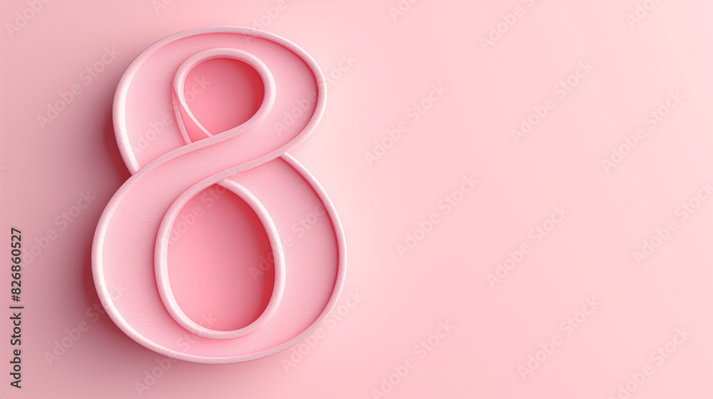 artistic visual of the number 8 made from a delicate pink cloth 3D texture artistic visual of the number 8 made from a delicate pink cloth 3D texture