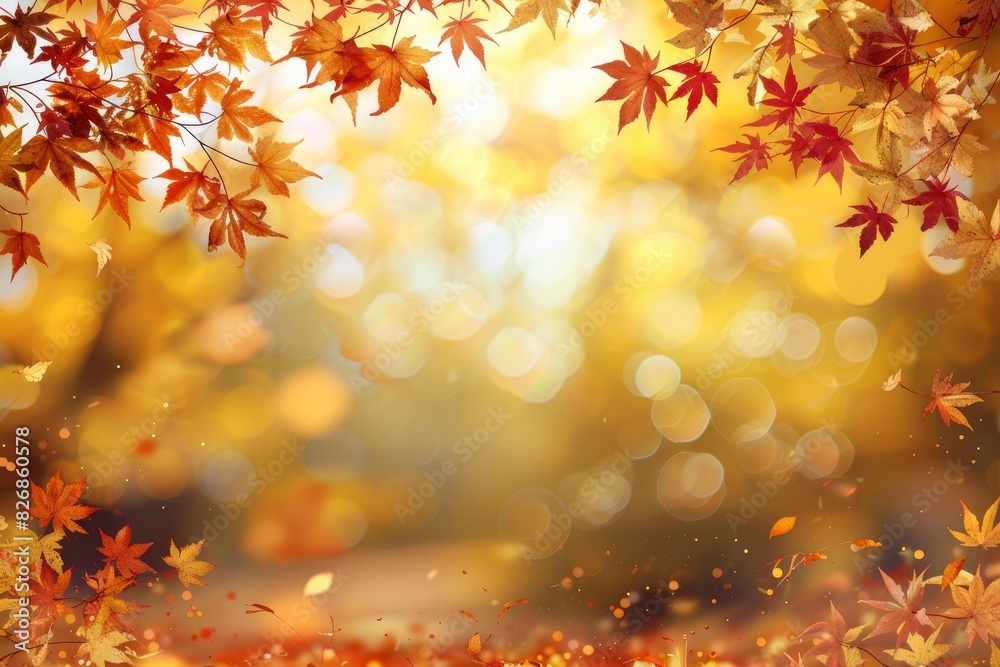 Autumn background with maple leaves - generative ai Autumn background with maple leaves - generative ai