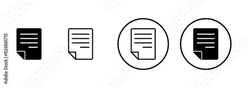 Document icon vector isolated on white background. Paper icon. File Icon