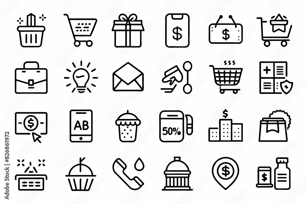 Set of line shopping icon pack Set of line shopping icon pack