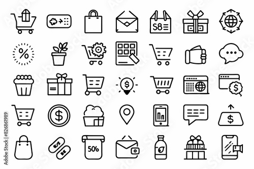 Set of line shopping icon pack