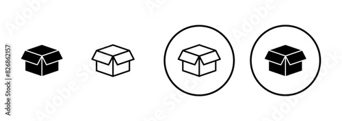 Box icon vector isolated on white background. Cardboard box, packaging open. Box vector icon