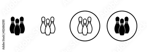 Bowling game Pin Icon vector isolated on white background. Bowling icon, ball and pin