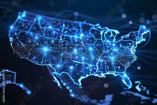 Digital map of america network connectivity created with generative ai