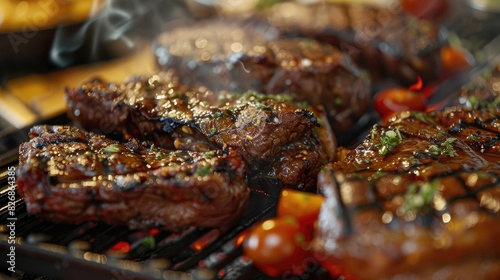 Close up of barbecued beef on a table © pngking