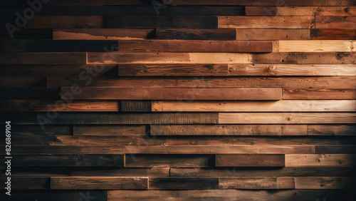 Textured Wooden Wall  Varying Shades of Rich and Light Brown