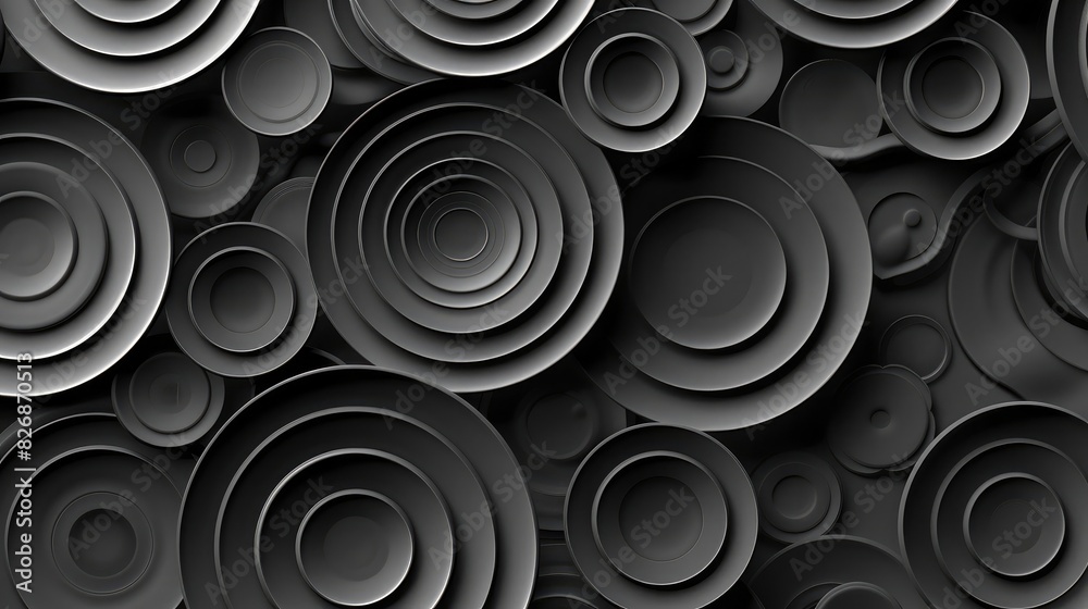 Monochromatic abstract background with repeating circular patterns creating a sense of depth Monochromatic abstract background with repeating circular patterns creating a sense of depth