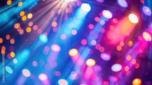 Multi-colored stage lights creating a dazzling display at a music festival or concert