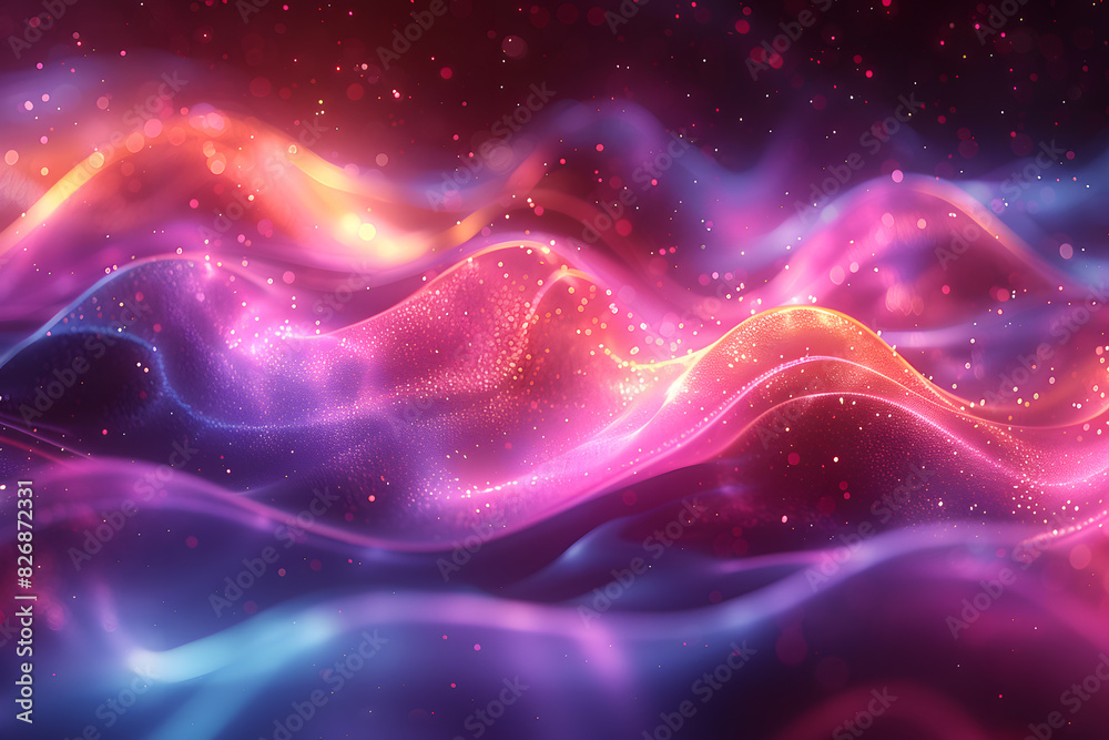 Obraz premium Colorful Background with abstract neon lights in vibrant colors like pink, blue, and purple, creating a futuristic and energetic vibe with glowing.