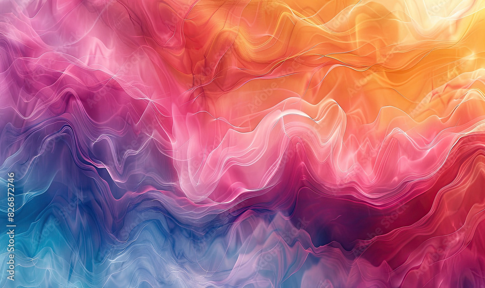 Colorful abstract wallpaper with fluid wave patterns in blue and orange.