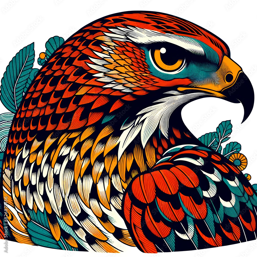 Fototapeta premium 浮世絵（Ukiyoe）／鷹（hawk）