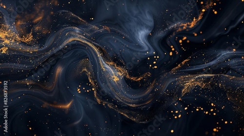 A dark and mysterious background with abstract elements in navy and gold, evoking a sense of depth and complexity photo