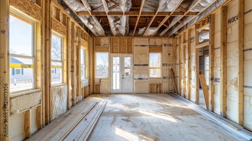 The installation of insulation and drywall on the interior making it ready for finishing work.