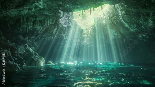 A magical underwater cave illuminated generated by AI © PZPIXEL.AI