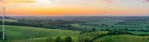 Hertfordshire sunset panorama viewed from Deacon Hill. England