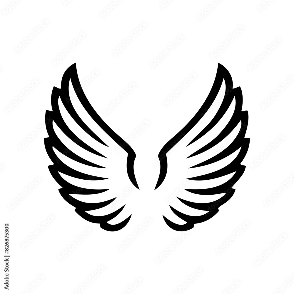 Fototapeta premium Simple angel feather wings silhouette design vector