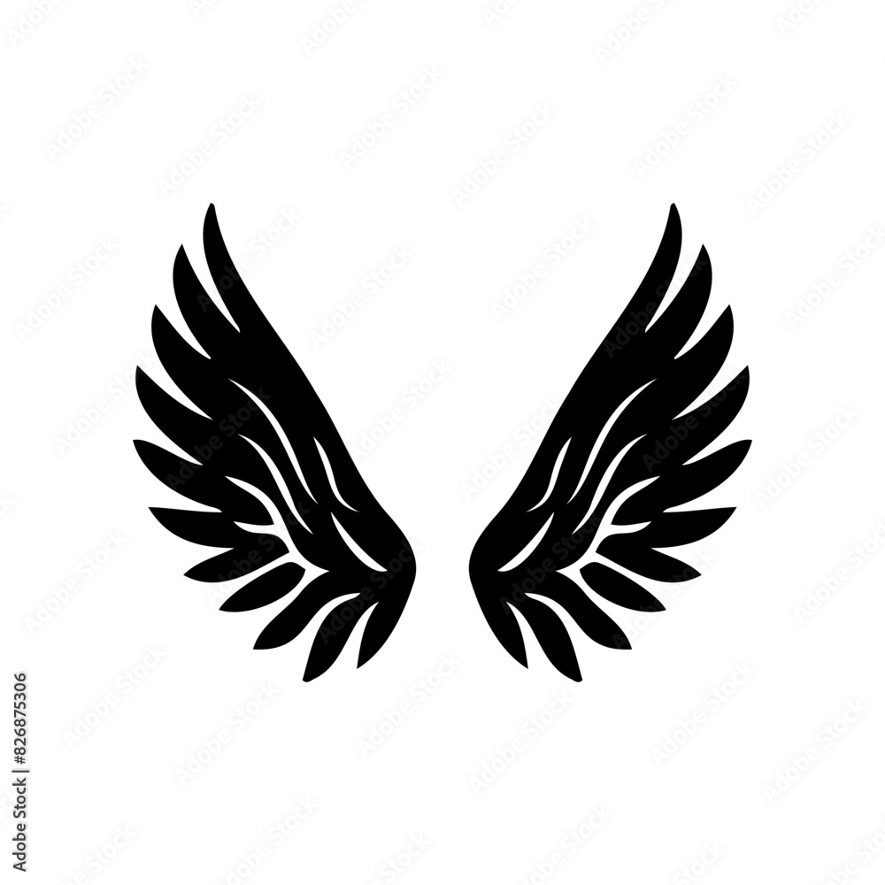 Obraz premium Simple angel feather wings silhouette design vector