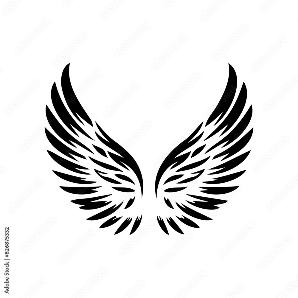 Simple angel feather wings silhouette design vector Simple angel feather wings silhouette design vector