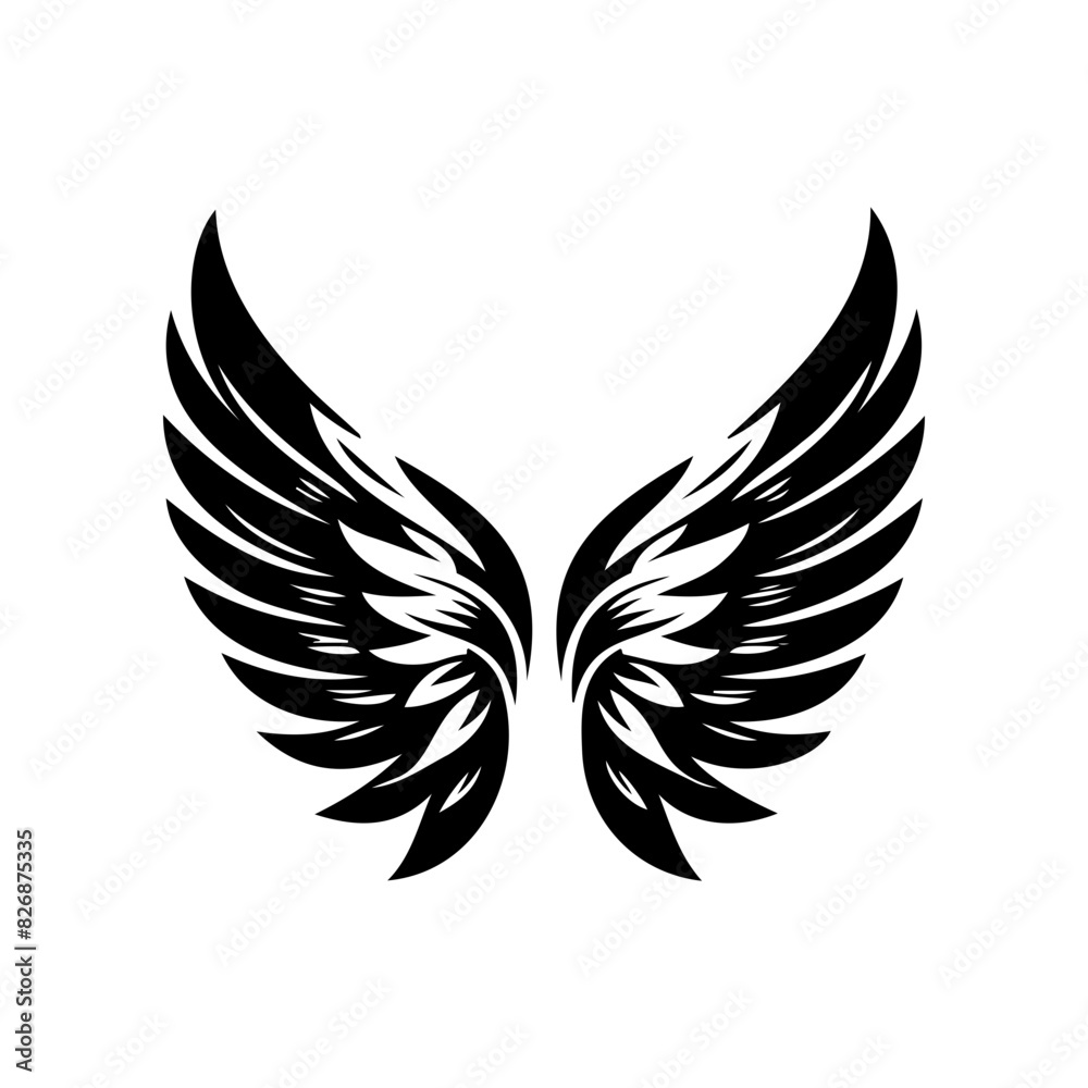 Simple angel feather wings silhouette design vector Simple angel feather wings silhouette design vector