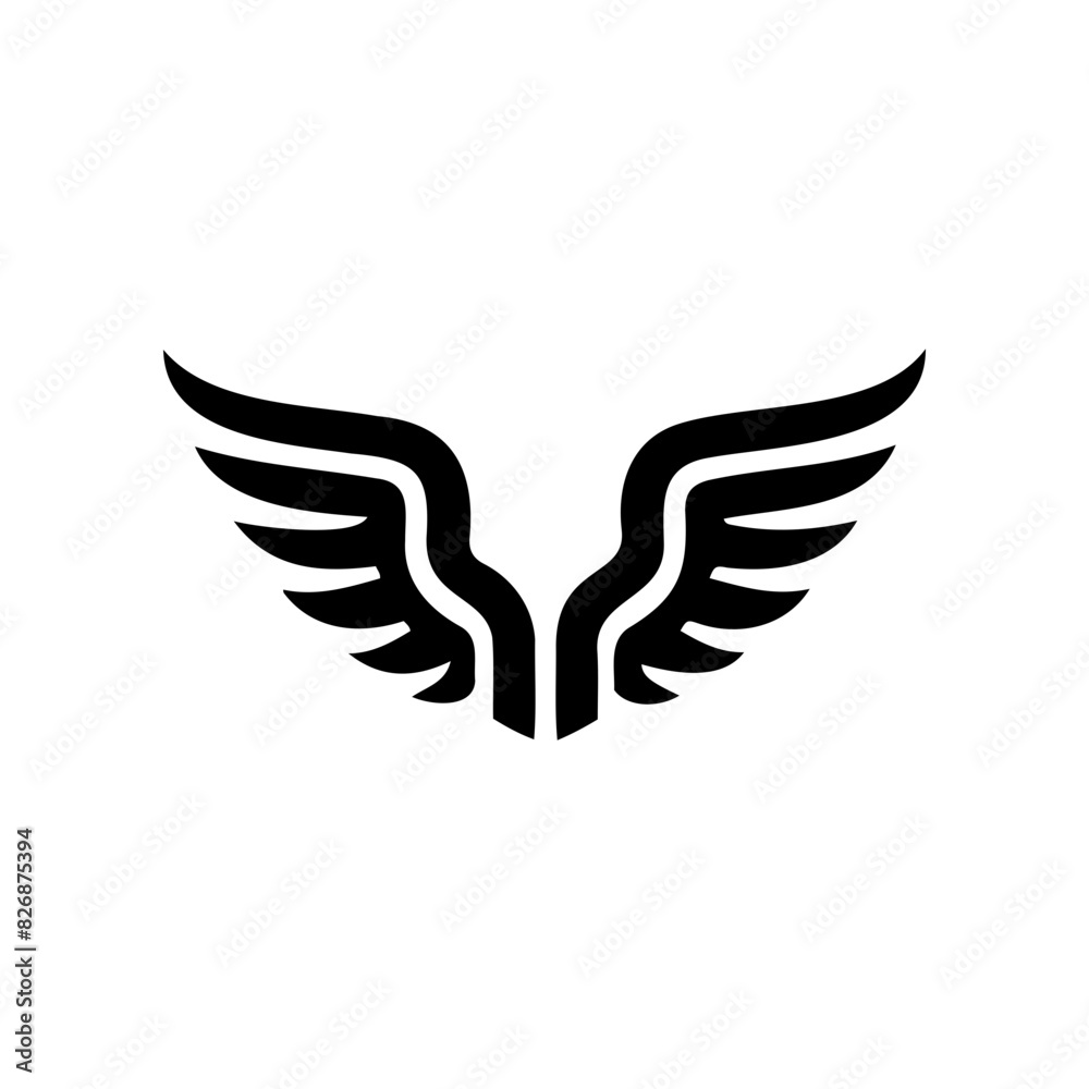 Fototapeta premium Simple angel feather wings silhouette design vector