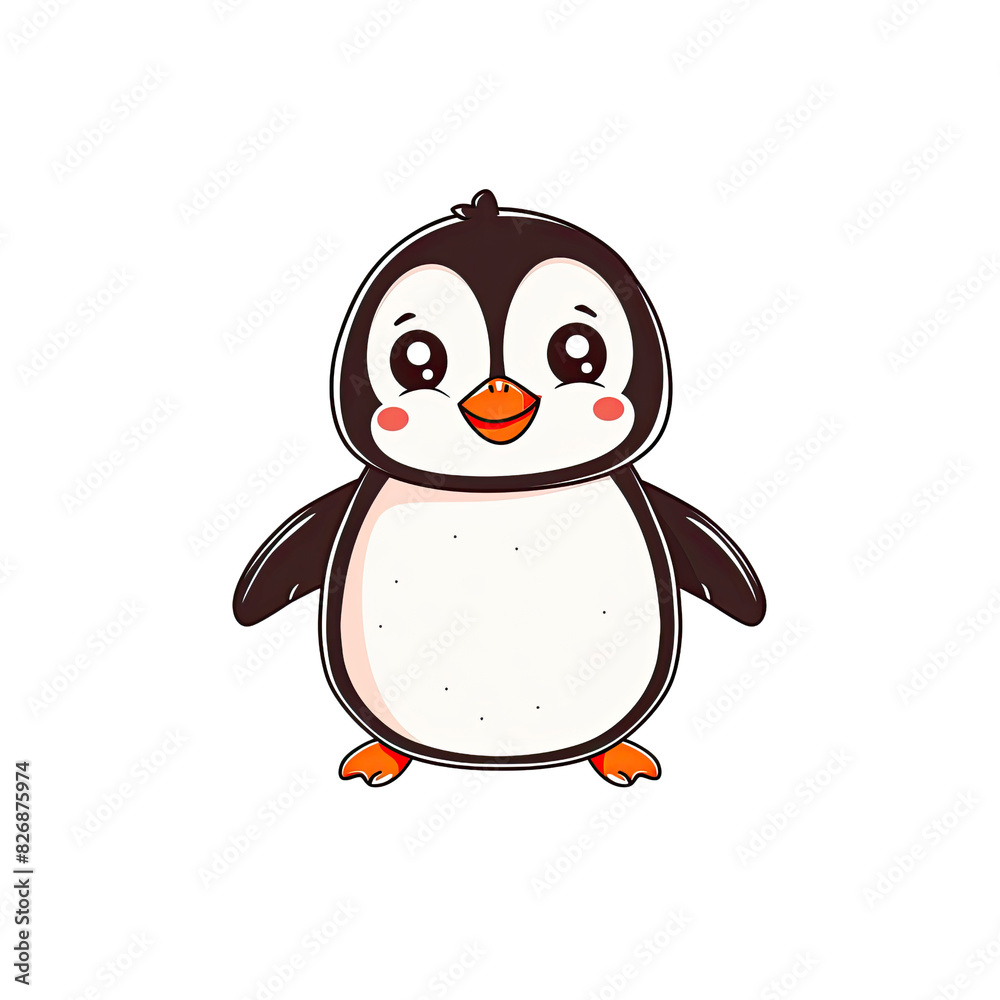 Obraz premium A Cute Penguin Cartoon, Cartoon Illustration